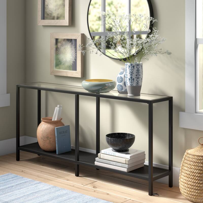 Rigan Modern Metal and Glass Console Table