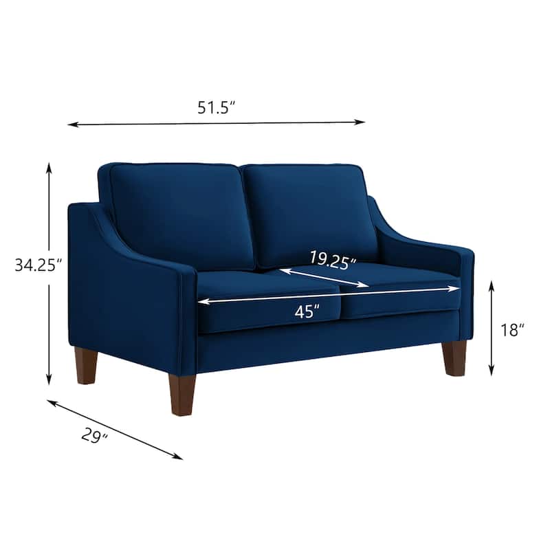Modern Upholstered Loveseat Sofa, Small Couch with Wooden Legs