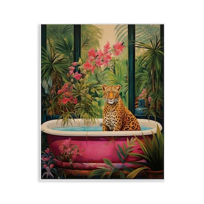 Stupell Leopard in Lush Tropical Bath Wall Plaque Art Design By Heidi Kuntz