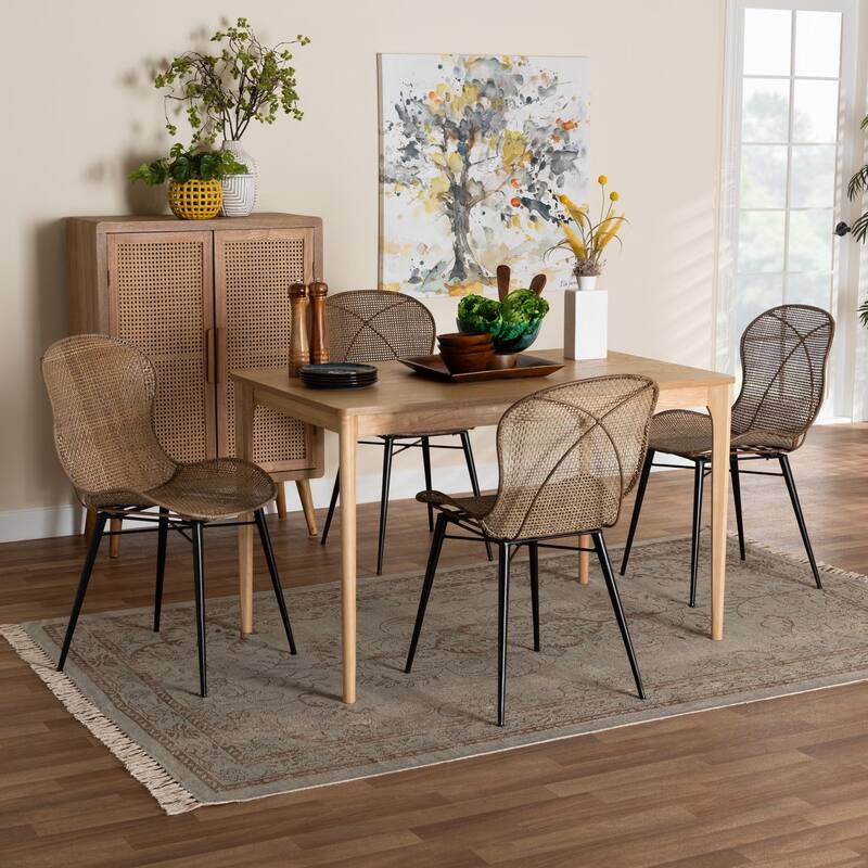 Sabelle Japandi Wood and Rattan Dining Set