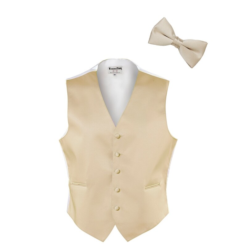 Shop Champagne Satin Tuxedo Vest And Bow Tie Overstock 24030269