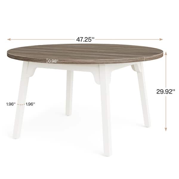 dimension image slide 1 of 2, 47'' Round Dining Table for 4-6, Wood Dinning Room Table Circle Kitchen Table