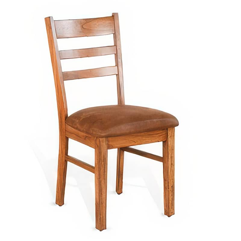 Oak Brown/Brown Faux Leather Upholstered Wood Frame Dining Chair, Set of 2, Sturdy Dining Chair for Dining Rooms - 15.5