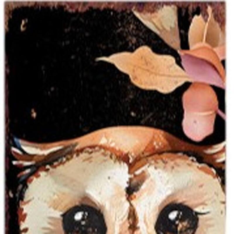 HomeRoots 42" Black Orange And Tan Solid Wood Happy Halloween And Fall Owl Reversible Garden Stake