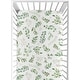 preview thumbnail 1 of 4, Floral Leaf Collection Girl Fitted Crib Sheet - Green and White Boho Watercolor Botanical Woodland Tropical Garden