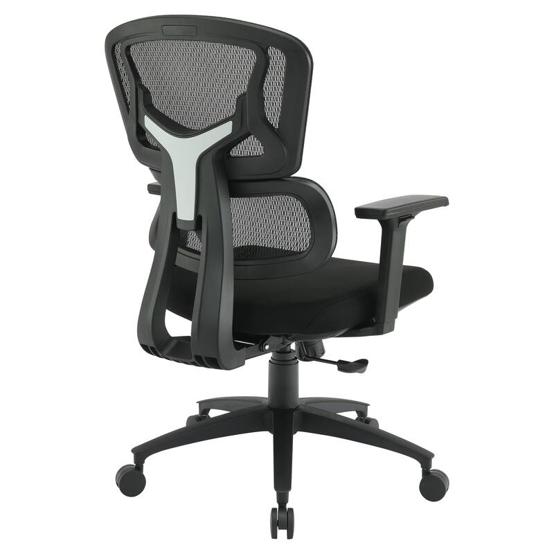 Black Mesh Managers Chair with Fabric Seat