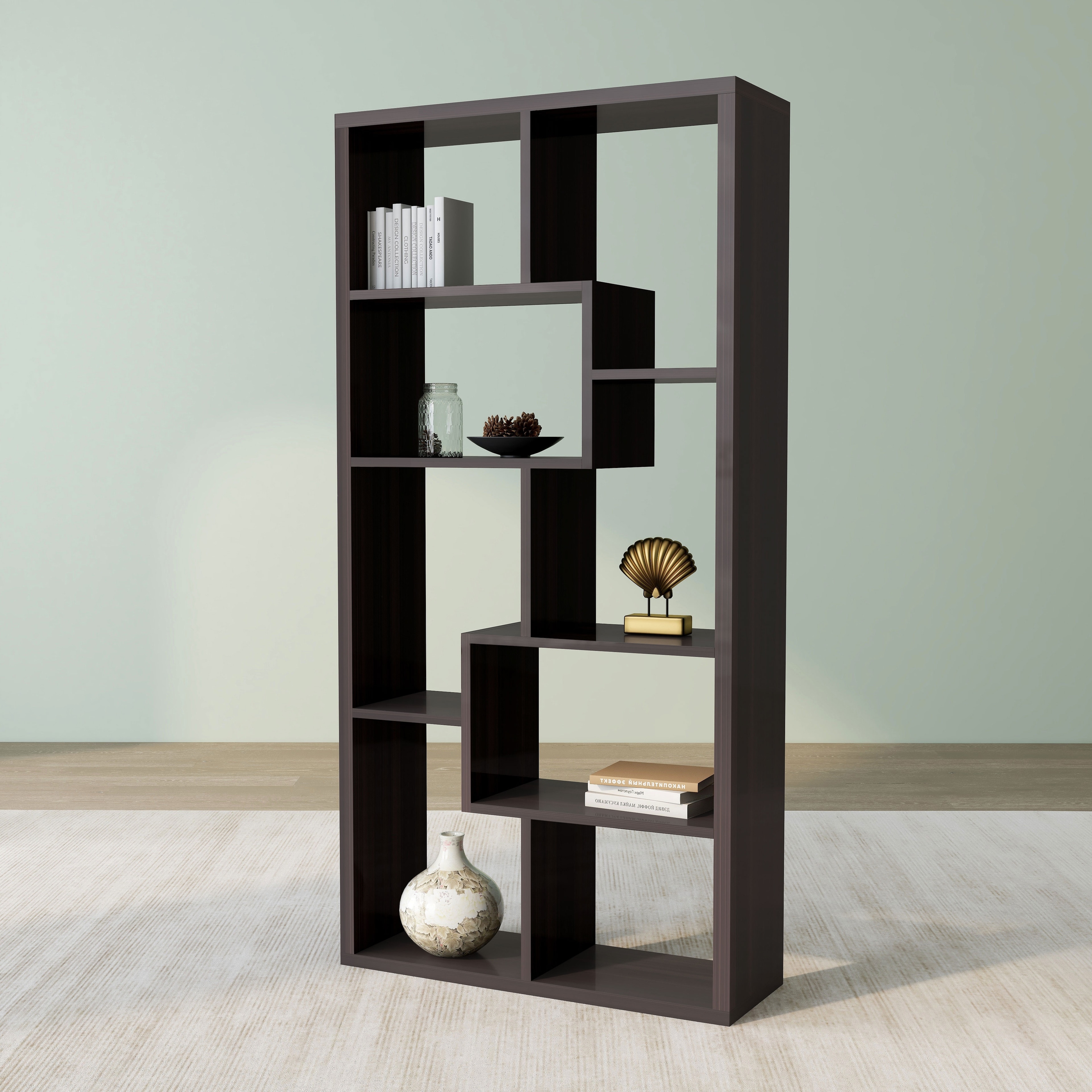 bookshelf12345 DH BASIC Modern Geometric 8-Shelf Open-Back Bookcase by Denhour