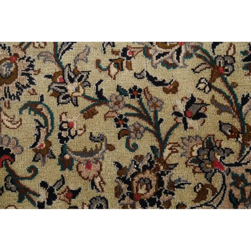 Traditional Green Kashan Persian Vintage Area Rug Handmade Wool Carpet - 9'8"x 12'3"