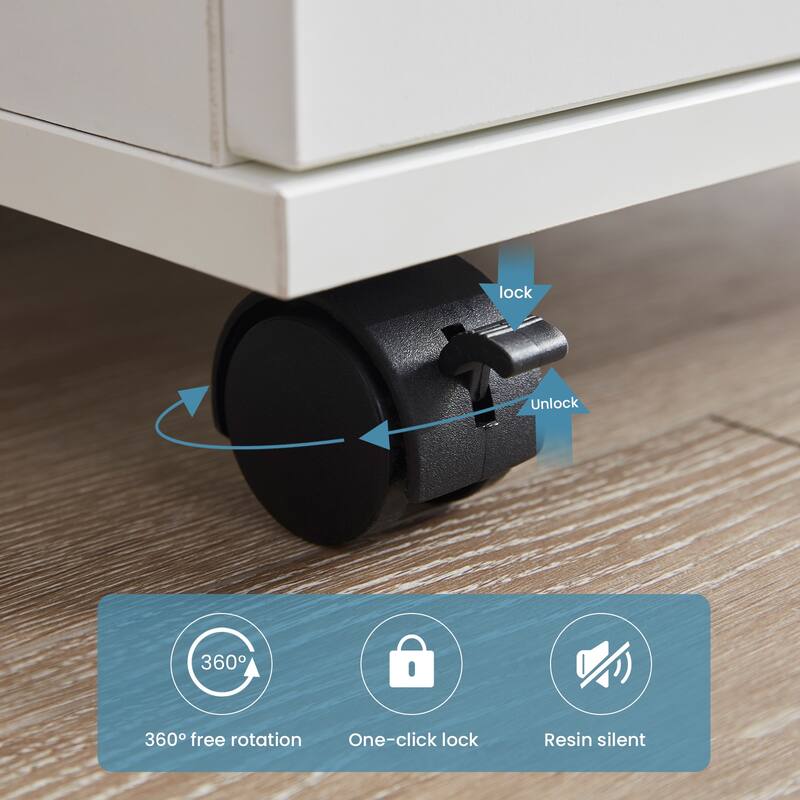 Anmytek 5-Drawer Mobile Under Desk Storage Cabinet with Lockable Casters Office Home Organizer