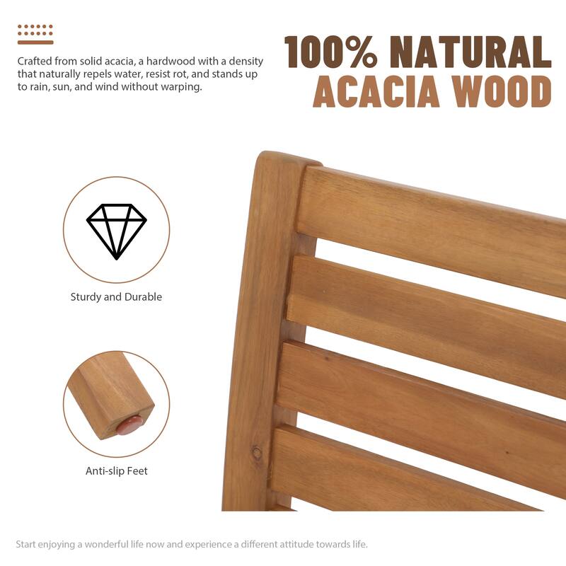 Outdoor Stackable Acacia Wood Dining Chair with Cushion