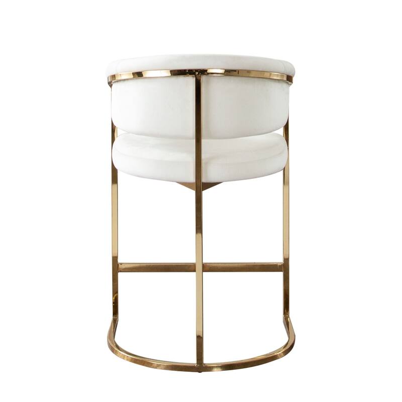 Dely Counter Height Chair, Cream Velvet with Gold Metal Sled Frame