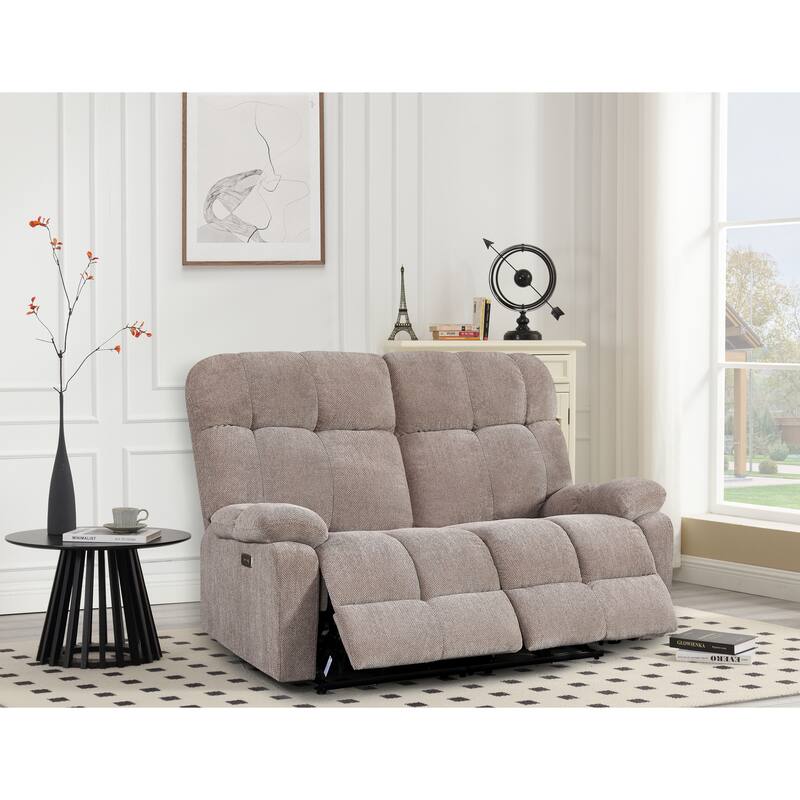 Dual Motor Power Recliner Sofa 2 Seater Multiple Combinations, Beige Fabric - Multi-Color