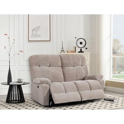 Dual Motor Power Recliner Sofa 2 Seater Multiple Combinations, Beige Fabric