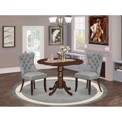 3-Piece Mahogany Finish Solid Wood Top-Round Dining Room Set -Seats 4