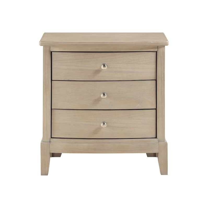 Farmhouse Bedroom Set 3pc Furniture Beige Finish Bed Nightstand Chest