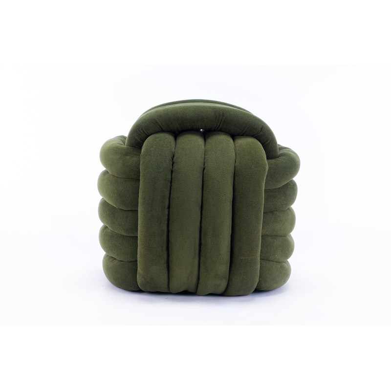 Chenille Fabric Ottoman Vanity Stool, Knot Design Ottoman Footstool, Multi-Functional Upholstered Makeup Stool