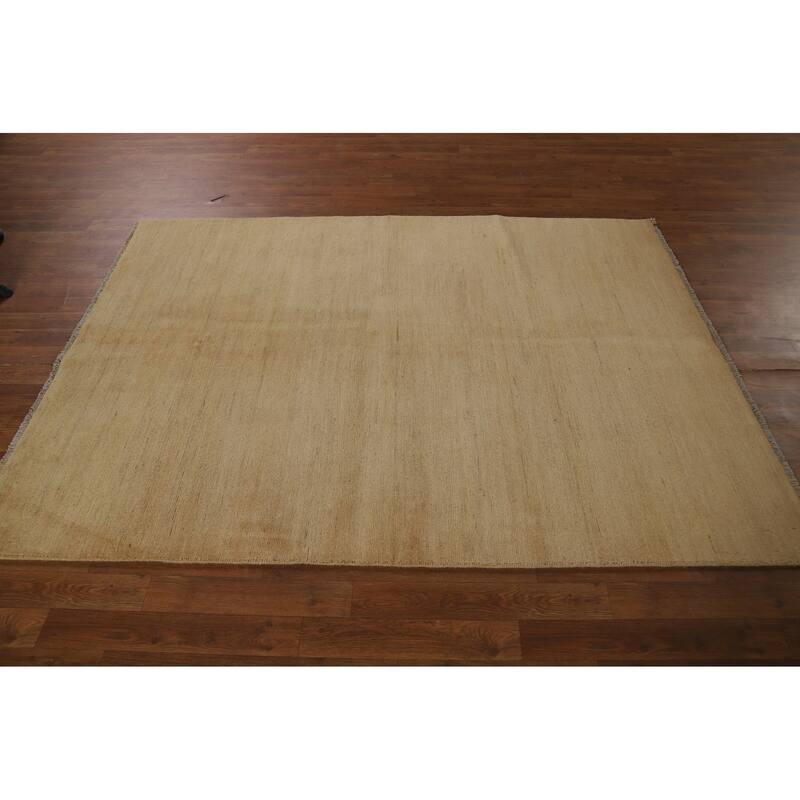 Contemporary Gabbeh Oriental Area Rug Hand-Knotted Solid Wool Carpet - 4'3" x 6'7"