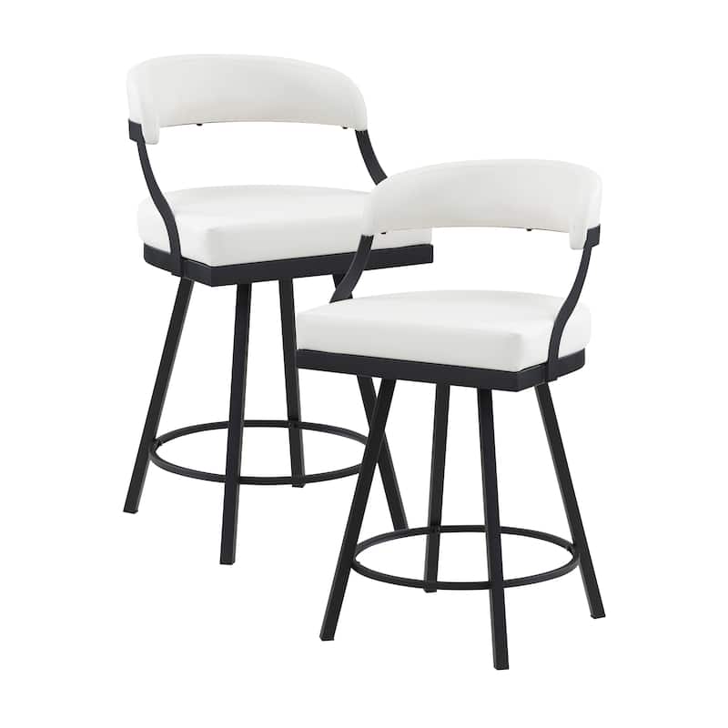 Barham Faux Leather Swivel Counter Height Chair (Set of 2) - White