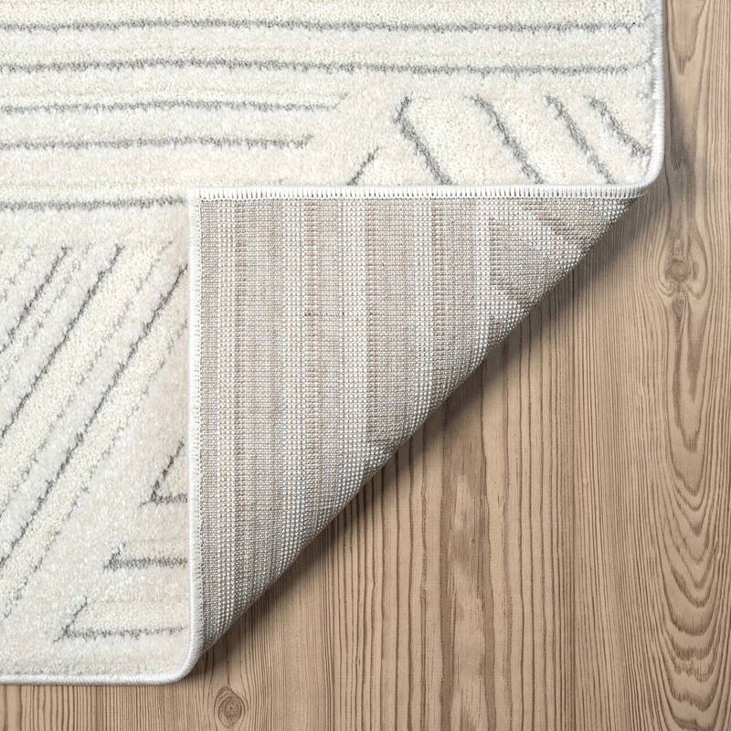 Abani Cozy COZ130A Modern Cream Grey Criss Cross Intertwined Lines Area Rug