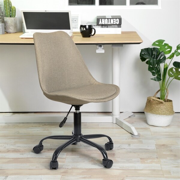 Porch & Den Stringer Beige Fabric Molded Armless Swivel Office Chair. Opens flyout.