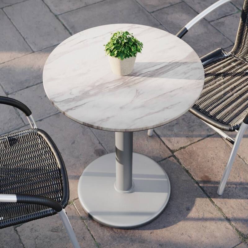 Commercial All-Weather HPL Tabletop with Round Base