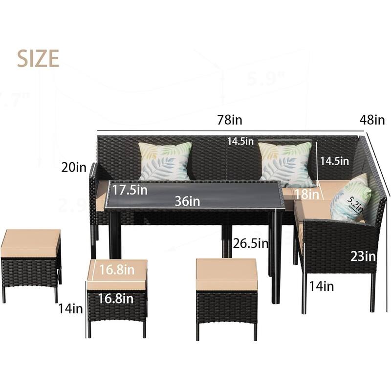 7-piece Small Space Outdoor Furniture Set