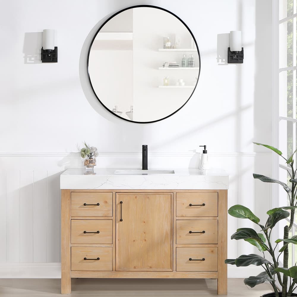 Leon 48 in. Single Bathroom Vanity with Composite Stone Top