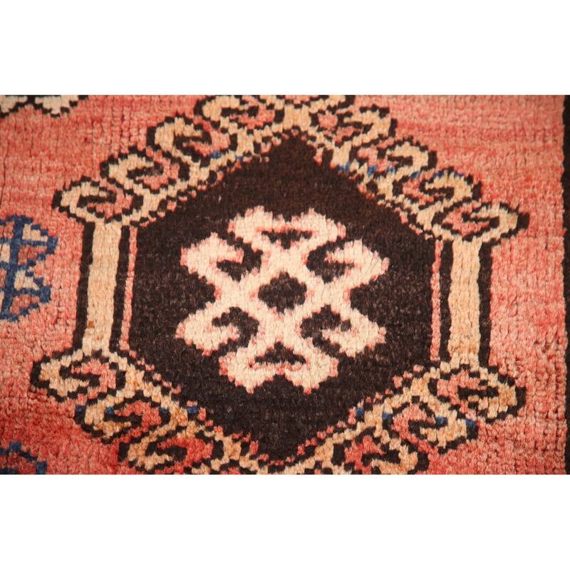 Hand Knotted Oriental 100% Wool Carpet Traditional Geometric Red Qashqai Runner Rug - 8' 9'' X 4' 0''