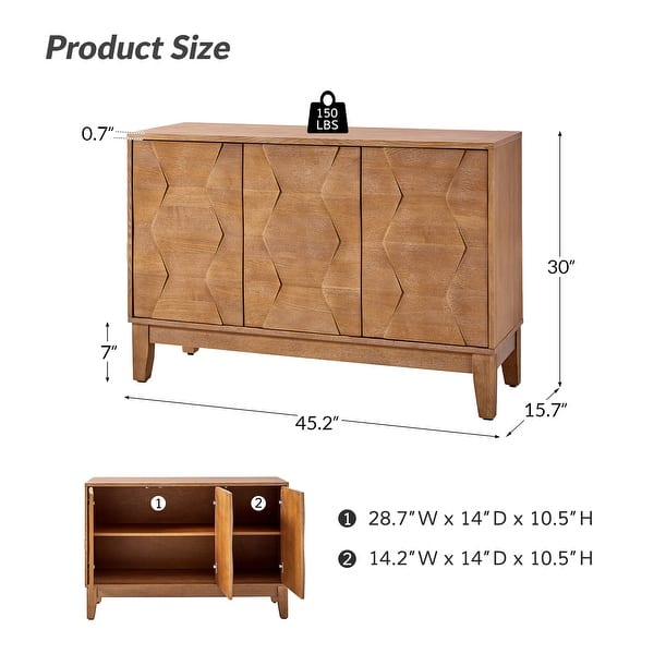 dimension image slide 0 of 3, HULALA HOME Glenda Contemporary 45''W Versatile 3-door Adjustable Shelf Storage Cabinet