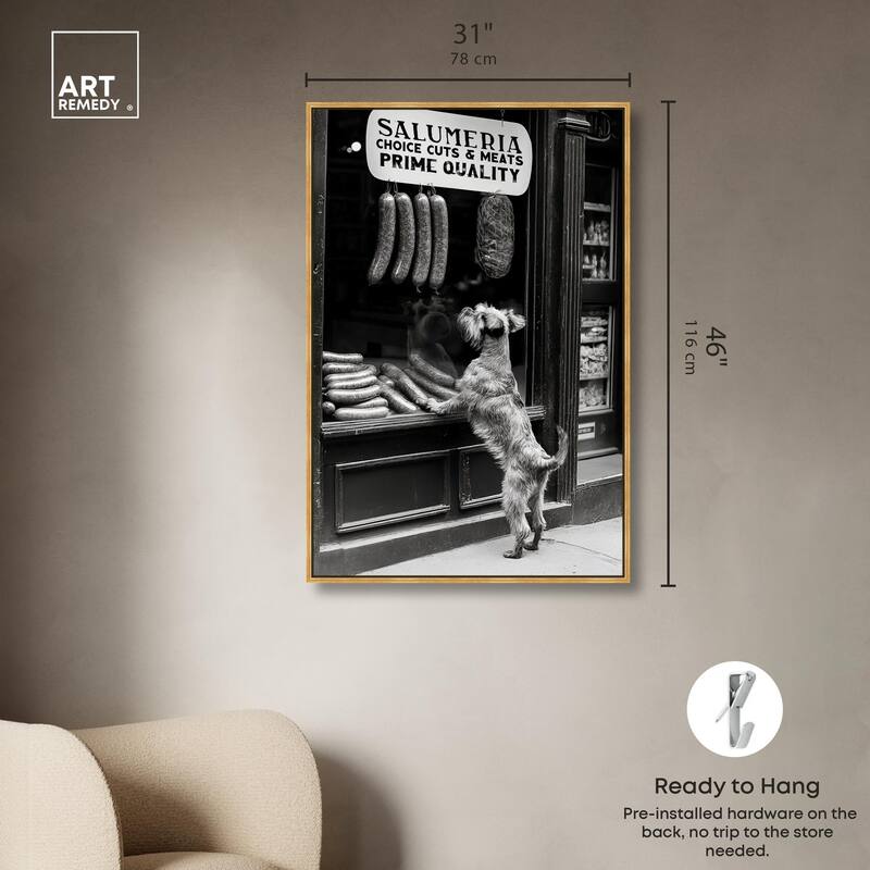 Window Shopping Pup Canvas by Art Remedy