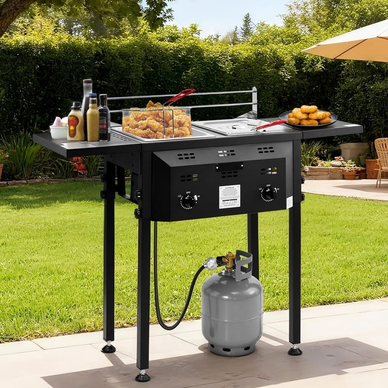 Outdoor Deep Fryer With Dual 8QT Stainless Steel Tank & Basket - N/A