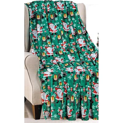 Santa's Little Helper Collection Festive and Cuddly Holiday Microplush Throw Blanket (50" x 60") - Christmas Throw Blanket