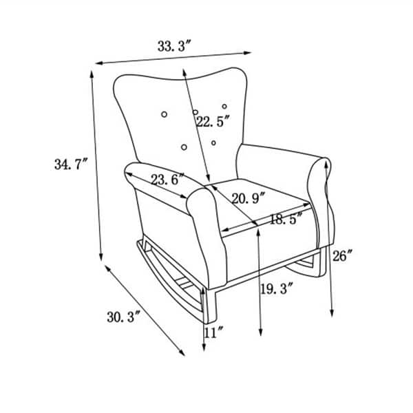 Rocking Chair for Nursery, Upholstered High-Back Accent Arm Chair, Comfortable Rocker Fabric Padded Seat