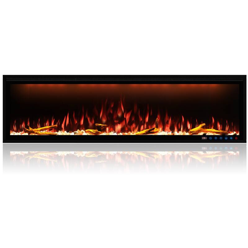 Smart 60” WiFi-Enabled Electric Fireplace, in-Wall Recessed