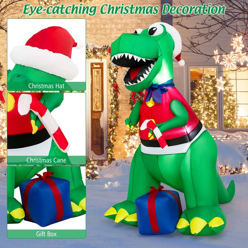 Costway 6FT Inflatable Christmas Dinosaur Dinosaur Decoration with LED - See Details