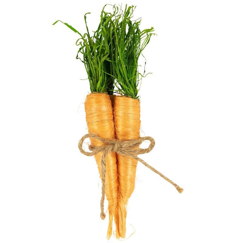 Straw Carrot Easter Decorations - 9"- Set of 3 - Orange and Green