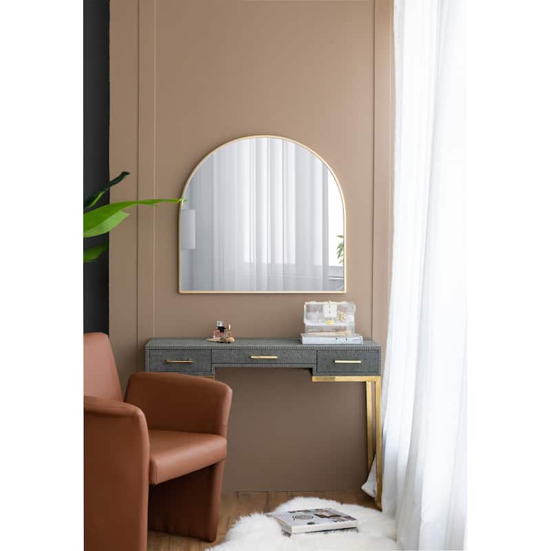 33" x 31" Arched Decorative Accent Mirror with Iron Gold Frame