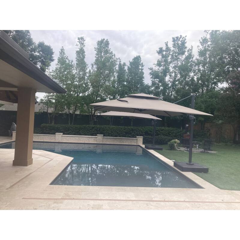 PURPLE LEAF Luxurious Design Square Patio Cantilever Umbrellas with Base UV50+ Fade Resistant