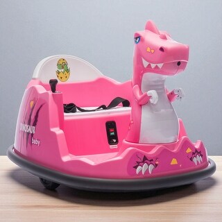 12V Dinosaur Bumper Car for Kids with Remote Control, Lights, Music, Spray, 360° Spin, Anti-Collision, Large Seat, Ages 2-5