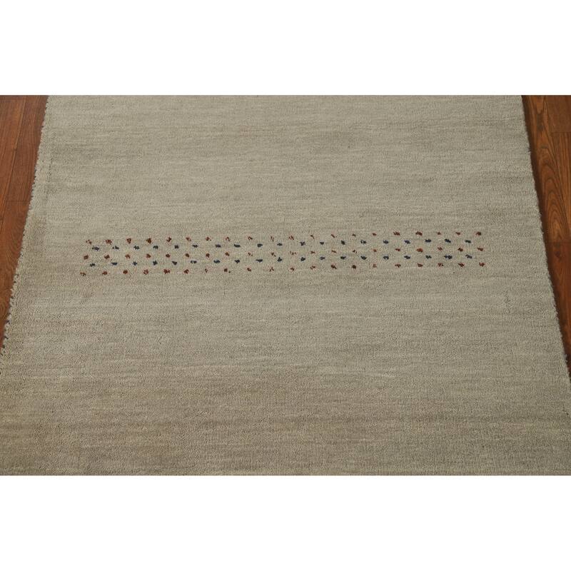 Hand Knotted Oriental 100% Wool Carpet Tribal Animal Pictorial Green Gabbeh Area Rug - 4' 11'' X 3' 0''