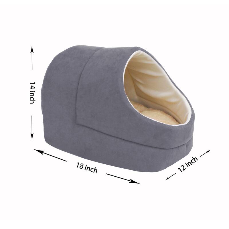 GOOPAWS Cave Covered Cat & Small Dog Bed