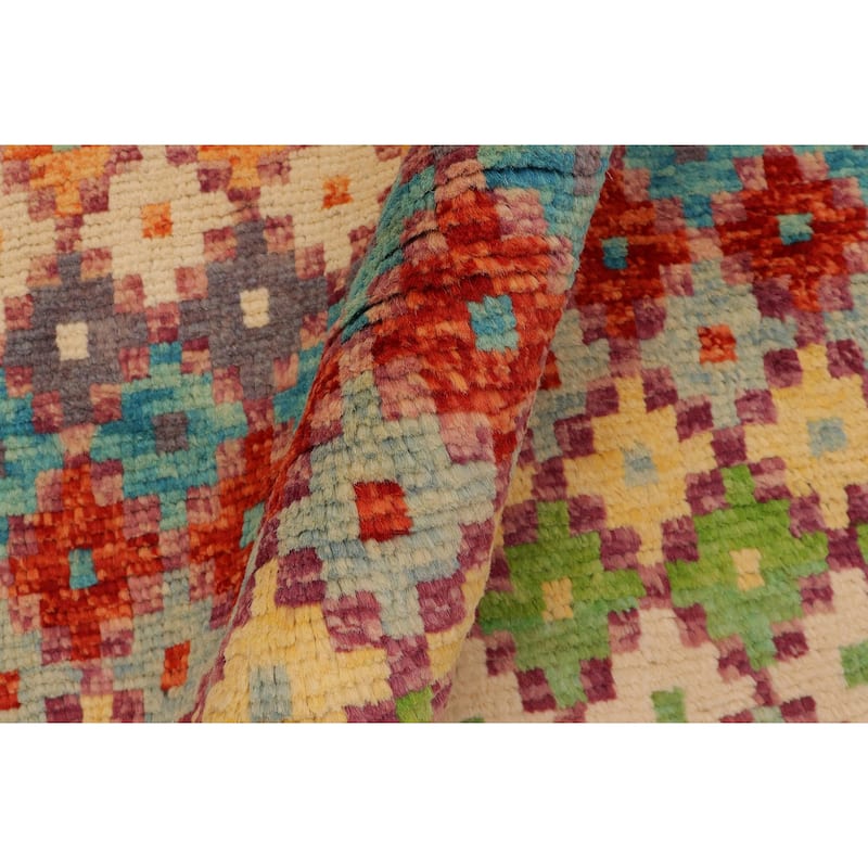 Eclectic Balochi Mullen Rust/Blue Hand Knotted Wool Rug - 4'6'' x 7'11''