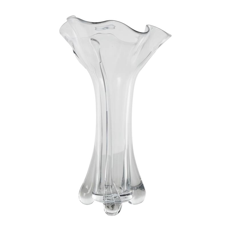 Clear Glass Fluted Tulip Abstract Vase