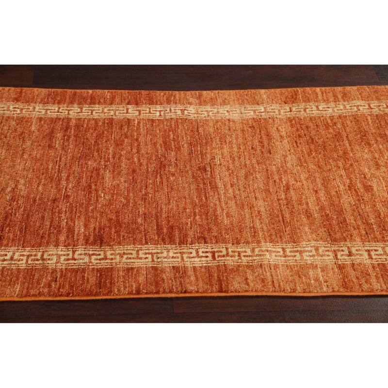 Orange Oriental Gabbeh Kashkoli Runner Rug Hand-knotted Wool Carpet - 2'7" x 9'0"