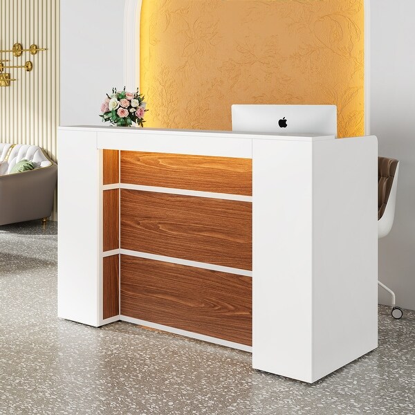 63 Inch LED Reception Front Counter Desk Table with Private Panels for Check Out Retail Store Office Lobby Shop Clinic On Sale Bed Bath Beyond 38052123