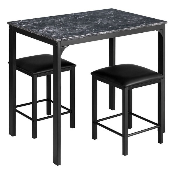 3 Piece Counter Height Dining Set Faux Marble Table - 35.5" x 23.5" x 32.5" (L x W x H). Opens flyout.