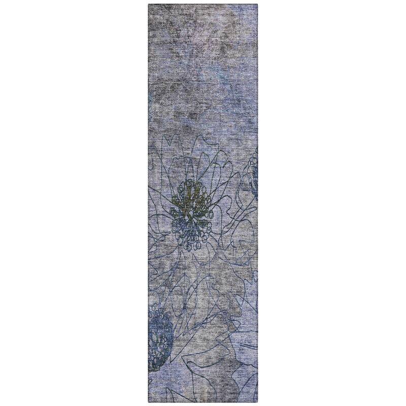 Machine Washable Indoor/ Outdoor Contemporary Floral Chantille Rug