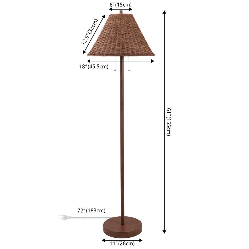 Palma 61" 2-Light Iron/Rattan LED Floor Lamp with Pull-Chain by JONATHAN Y