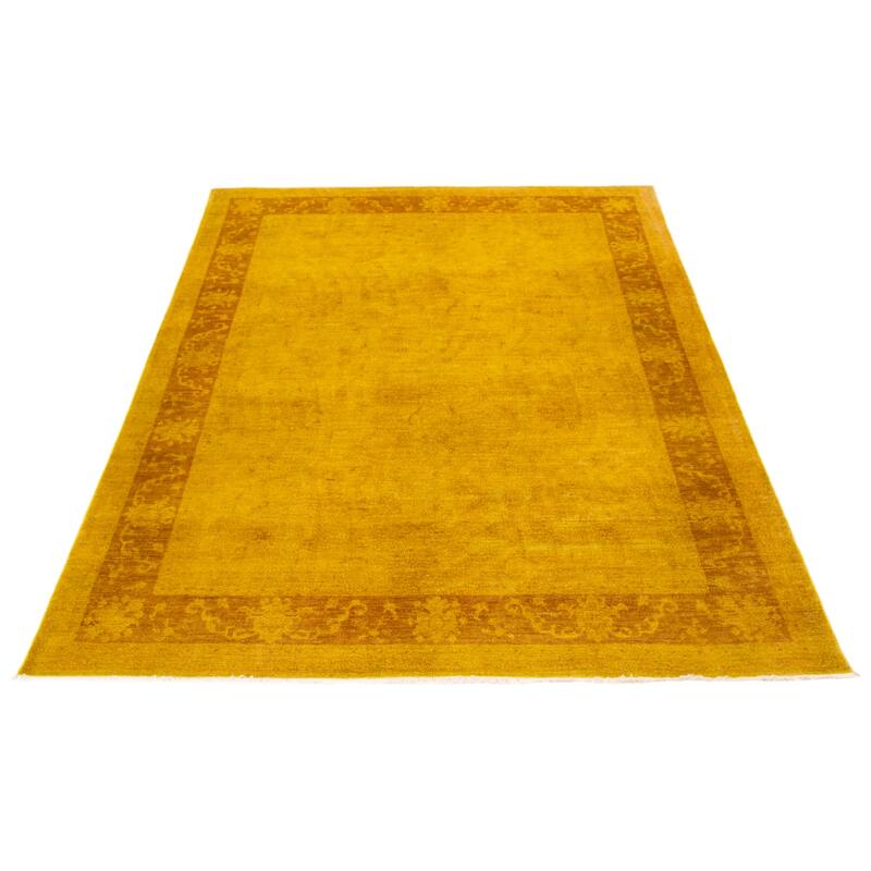 ECARPETGALLERY Hand-knotted Vibrance Dark Gold Wool Rug - 6'8 x 10'0