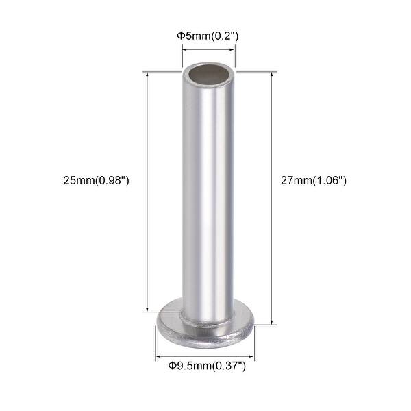50Pcs Aluminum Flat Head Semi-Tubular Rivets Silver Tone - Bed Bath